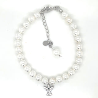 Sterling Silver Angel and Pearl Bracelet