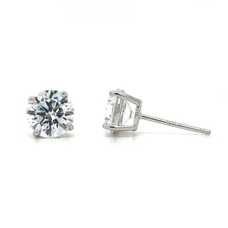 Sterling Silver Cz 7mm Round Stud Earrings