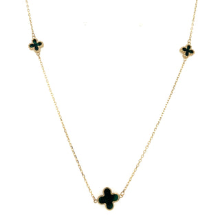 9ct Yellow Gold Malachite Clover Necklace