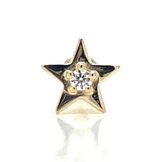 9ct Yellow Gold Star And Cz Single Flatback Earring