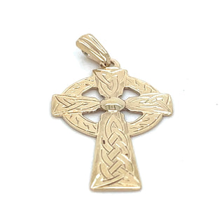 Vintage 9ct Yellow Gold Detailed Celtic Cross Pendant