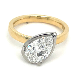 Mae- 18t Yellow Gold 2.01ct Laboratory Grown Pear Diamond Bezel Set Solitaire Engagement Ring
