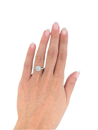 Theodora - Platinum Castle set Earth Grown Round Halo Engagement Ring