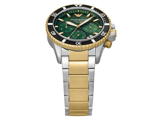 Emporio Armani World Explorer Solar Powered Two Tone Stainless Steel Watch