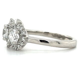 Glenda - Platinum 1.77ct Three Stone Round Halo Laboratory Grown Diamond Engagement Ring