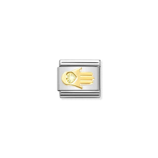 CHARM, COMPOSABLE LINK, FATIMA HAND, ETCHED DETAIL