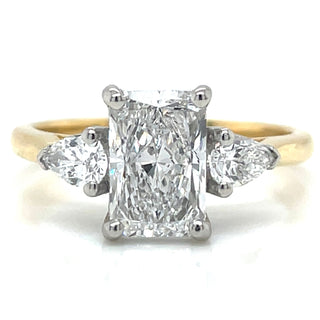 Celine - 18ct Yellow Gold Laboratory Grown 1.71ct Radiant and Pear Three Stone Diamond Engagement Ring