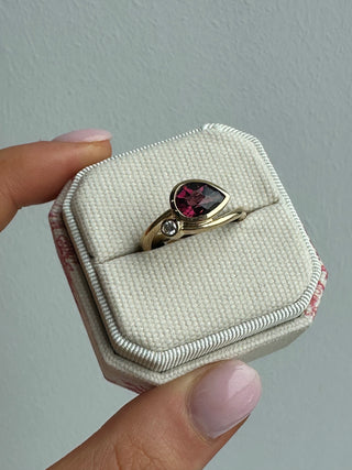 9ct Yellow Gold Earth Grown Diamond & Rhodolite Garnet Ring
