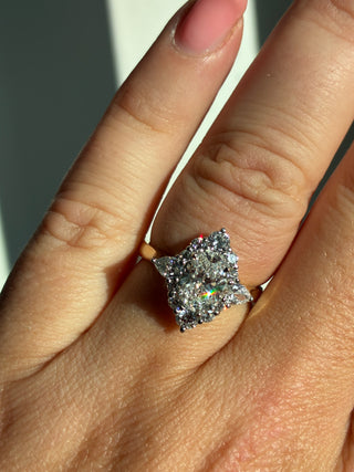 Gillian - 18ct Yellow Gold 1.86ct Laboratory Grown Oval Halo With Pear Side Stone Engagement Ring