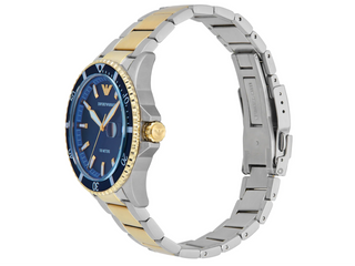 Emporio Armani World Explorer Three-Hand Blue Dial Stainless Steel Two Tone Watch