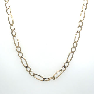Vintage 9ct Yellow Gold 2 to 1 Figaro 19” Necklace