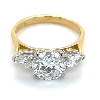 Bonnie - 18ct Yellow Gold 2.51ct Laboratory Grown Round and Pear Three Stone Diamond Engagement Ring