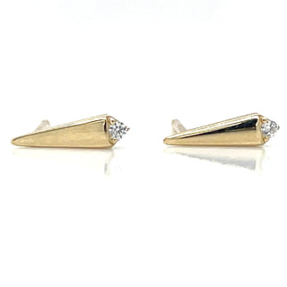 9ct Yellow Gold Spear Tip Earrings With Cz