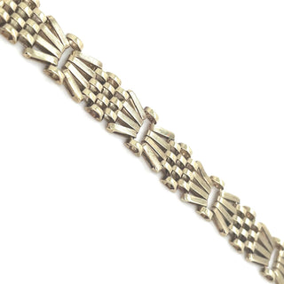 Vintage 9ct Yellow Gold Fan Link 7” Bracelet