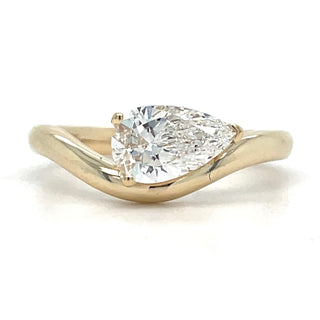Cara - 9ct Yellow Gold 1ct - 1.05ct Laboratory Grown Horizontal Pear Cut Diamond Shaped Ring