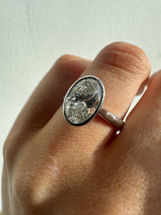 Mila - Platinum 2.51ct Laboratory Grown Oval Cut Bezel Set Diamond Solitaire Engagement Ring