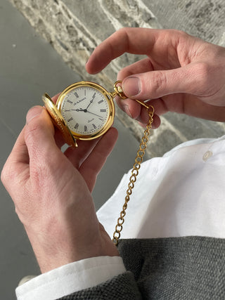 Dalton Gents Gold Tone Crest Detail Pocket Watch