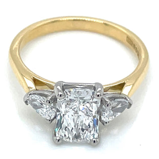 Celine - 18ct Yellow Gold Laboratory Grown 1.71ct Radiant and Pear Three Stone Diamond Engagement Ring