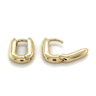 9ct Yellow Gold Small Chunky Rectangular Hoop Earrings