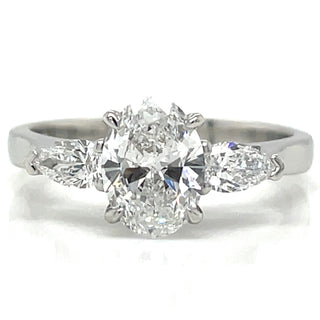 Cynthia - Platinum Laboratory Grown 1.29ct Oval And Pear Three Stone Diamond Ring