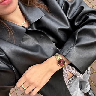 Cluse Boho Chic Petite Steel Watch, Dark Cherry, Gold Colour