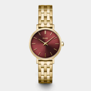 Cluse Boho Chic Petite Steel Watch, Dark Cherry, Gold Colour