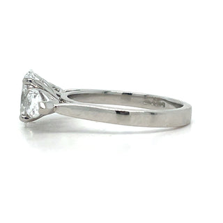 Cynthia - Platinum 1.76ct Laboratory Grown Oval and Side Pear Diamond Rings