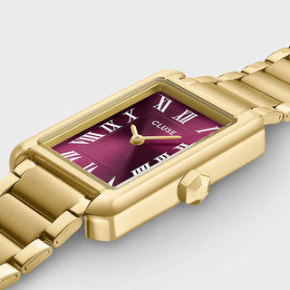 Cluse Belisenna Watch Steel, Wine, Gold Colour
