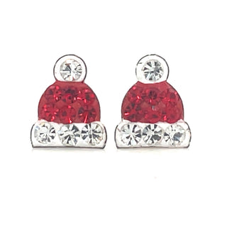 Children’s Sterling Silver Sparkling Santa Hat Earrings