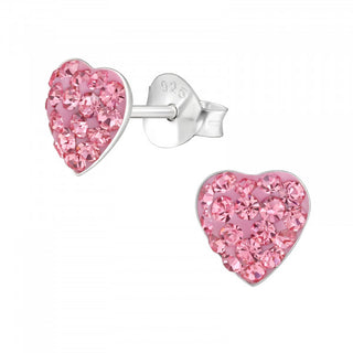 Children's Sterling Silver Pink Cz Heart Earrings