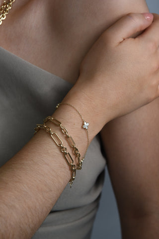 9ct Yellow Gold Paper Oval & Round Link Bracelet