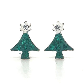 Children’s Sterling Silver Christmas Tree Earrings