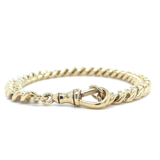 Vintage 9ct Yellow Gold Solid Chunky Curb Bracelet With an Albert Swivel Clasp
