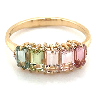 14ct Yellow Gold Earth Grown 1.39ct Pastel Tourmaline & Diamond Ring