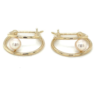 9ct Yellow Gold Double Strand Hoop Earrings With Pearl