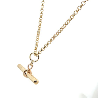 Vintage 9ct Yellow Gold 24” Round Belcher Chain With a Plain T-Bar