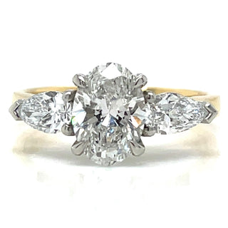 Daniela - 18ct Yellow Gold Laboratory Grown 1.85ct Pear And Oval Three Stone Diamond Ring