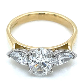 Daniela - 18ct Yellow Gold Laboratory Grown 1.85ct Pear And Oval Three Stone Diamond Ring