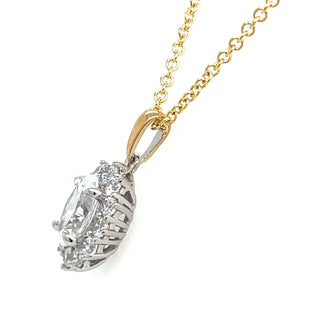 9ct Gold Two Tone Lady Di Style Cz Halo Necklace