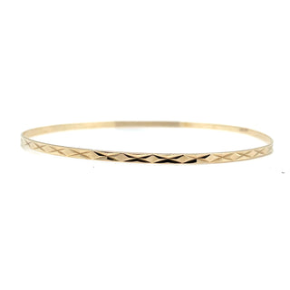 Vintage 9ct Yellow Gold 2mm Bangle With Detailed Design