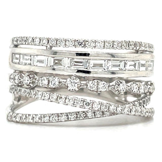 18ct White Gold Crossover Multi Band Diamond Ring