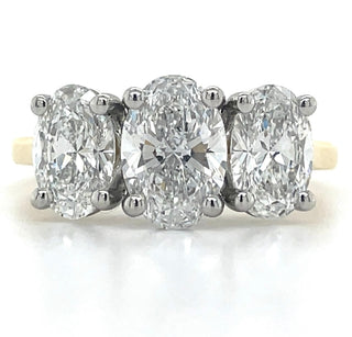 Angelina - 18ct Yellow Gold 2.12ct Laboratory Grown Oval Three Stone Diamond Engagement Ring