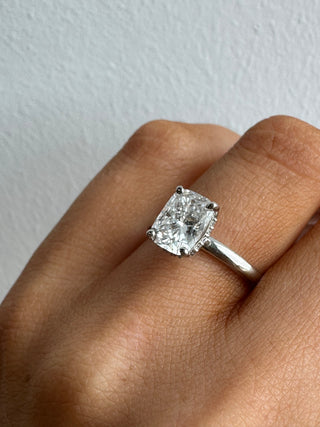 Grace - Platinum 1.59ct Laboratory Grown Elongated Cushion Cut Diamond Engagement Ring With Hidden Halo