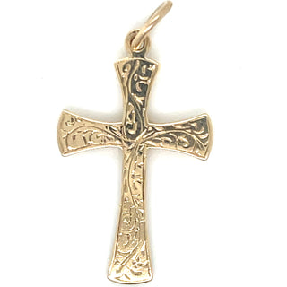 Vintage 9ct Yellow Gold Detailed Cross Pendant