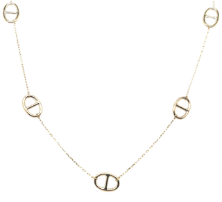 9ct Yellow Gold Marina And Trace Link Necklace