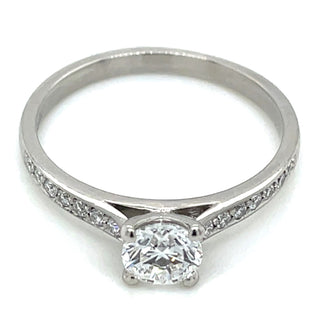 Pia - Platinum 0.73ct Laboratory Grown Round Brilliant Solitaire Engagement Ring With Pavé Set Shoulders