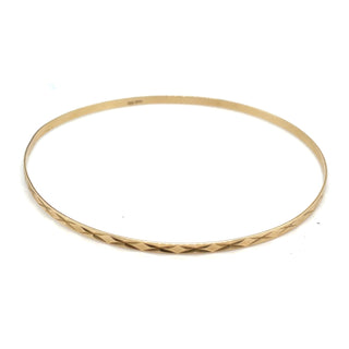 Vintage 9ct Yellow Gold 2mm Bangle With Detailed Design