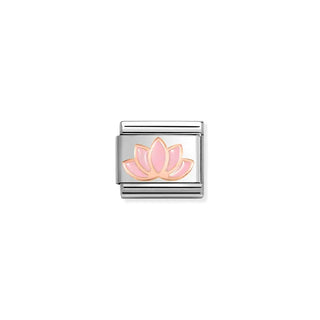 Composable Classic Symbols in stainless steel with 9k rose gold and CZ Pink Lotus Flower