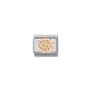 Composable Classic Symbols in stainless steel with 9k rose gold and CZ Sun