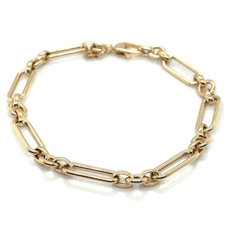 9ct Yellow Gold Paper Oval & Round Link Bracelet
